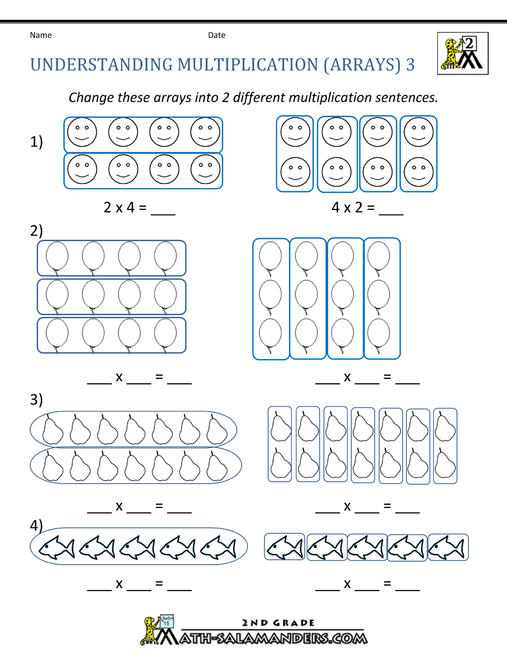 Multiplication Arrays Worksheets 3rd Grade Pdf
