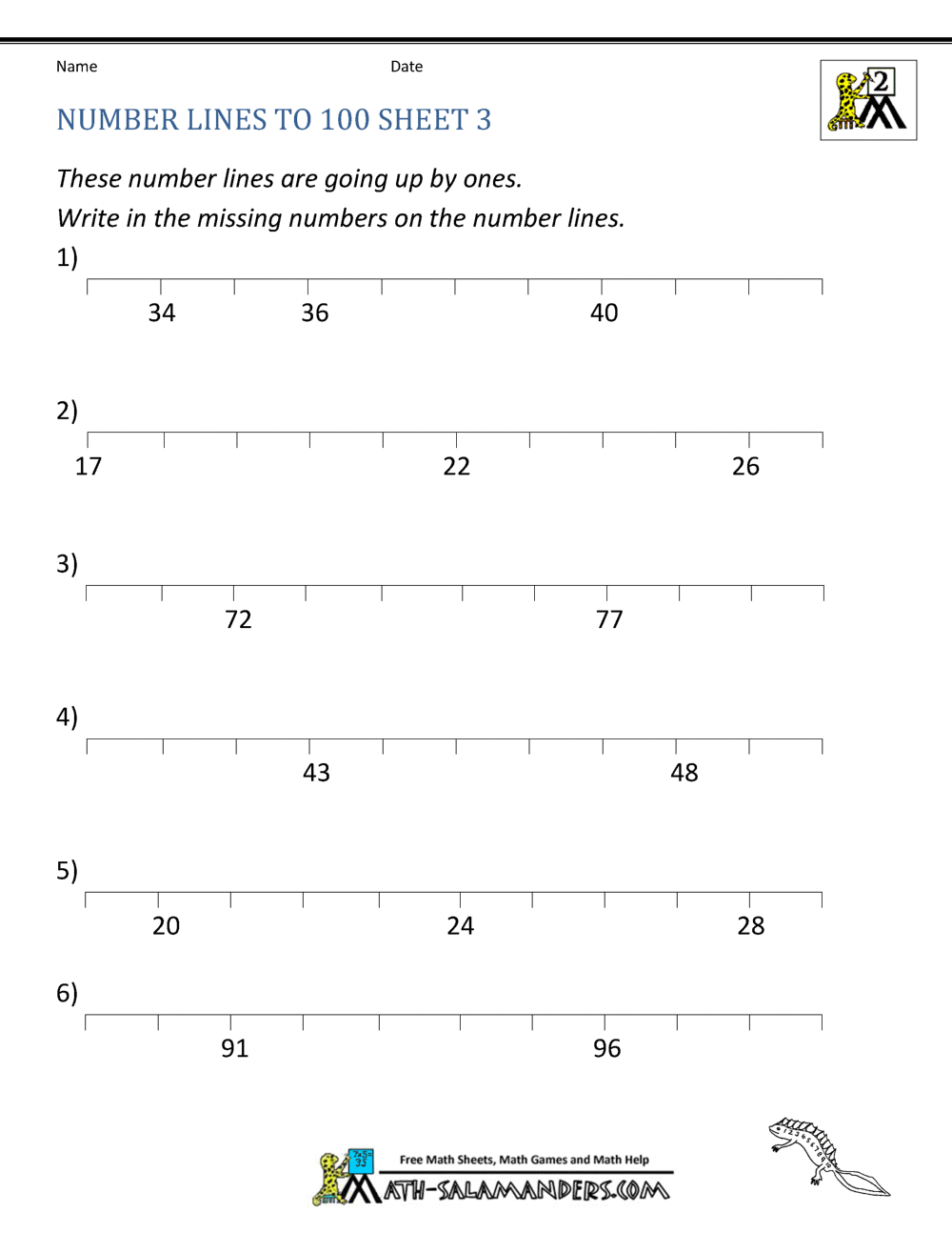 Number Lines Worksheets Counting By 1s And Halves