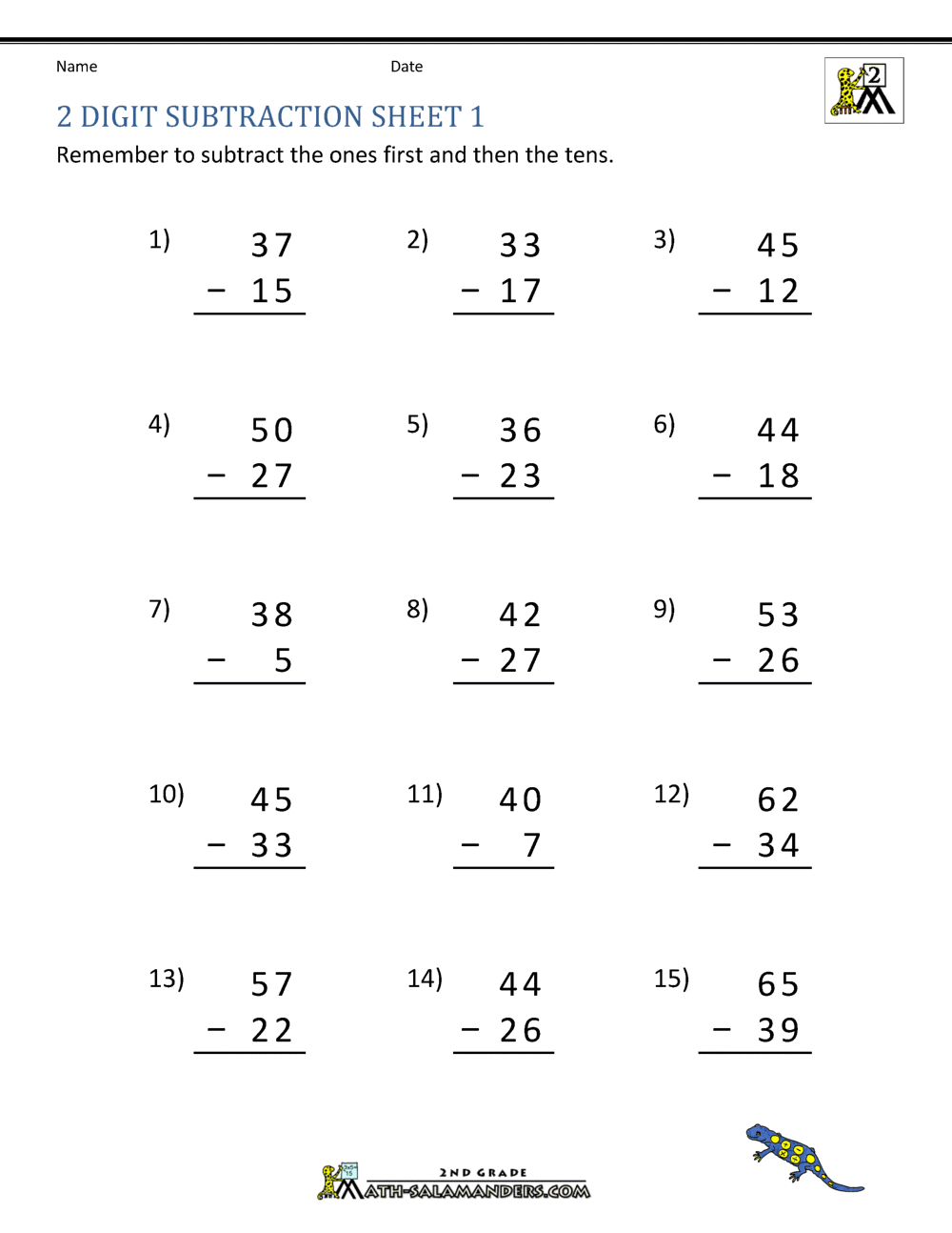 Adding And Subtracting Two Digit Numbers Worksheet Pdf