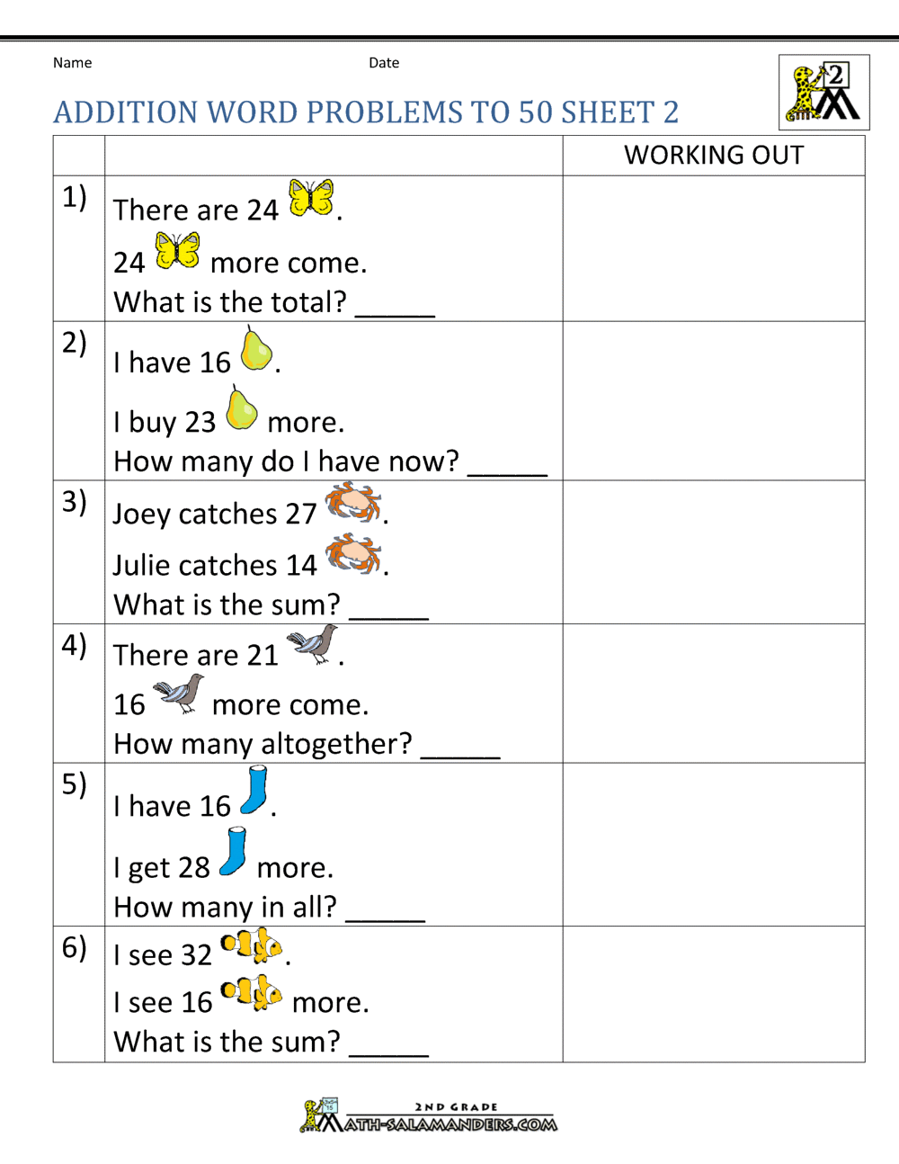 problem solving worksheets 2nd grade