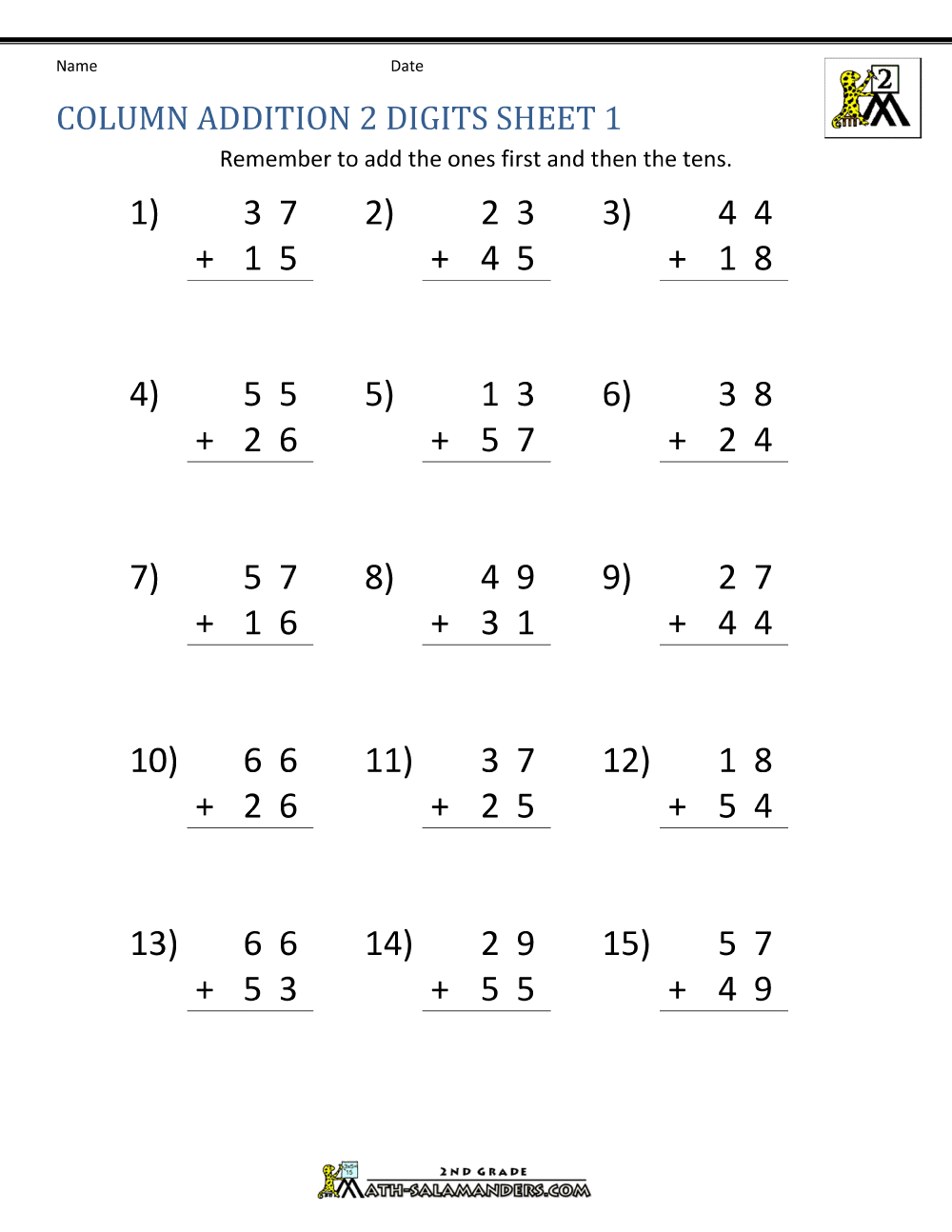 addition 2 digits second grade math worksheets biglearners gambaran