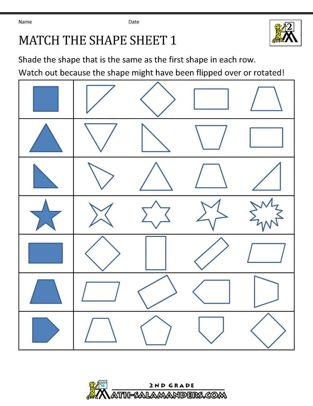 Printable Geometry Worksheets For 2nd Grade