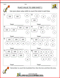 math place value worksheets to hundreds