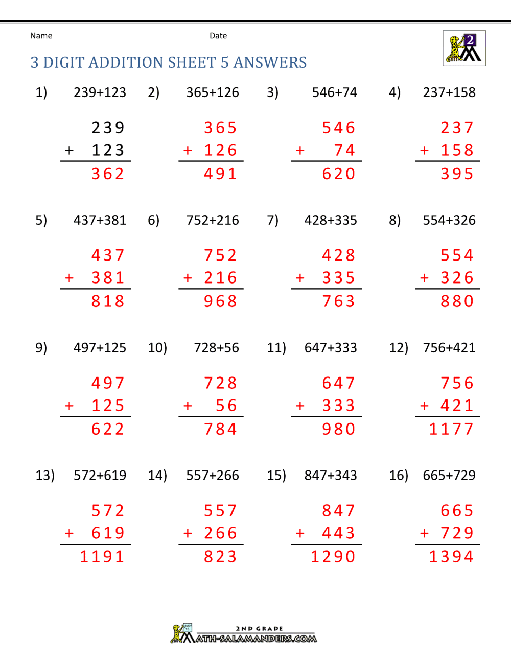 2 Digits Addition Worksheets