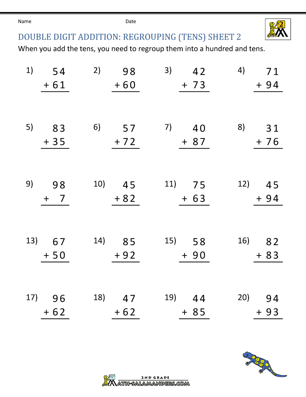 Printable Double Digit Math Worksheets Free Printable Worksheet