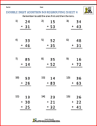 double digit addition without regrouping