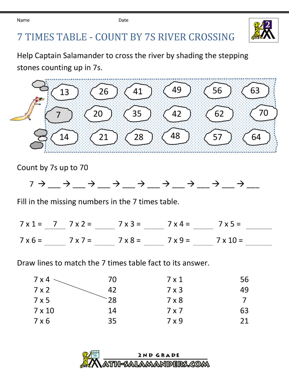 Free Printable 7 Times Table Worksheets