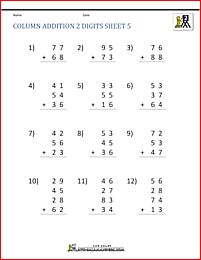 2 Digit Addition Worksheets