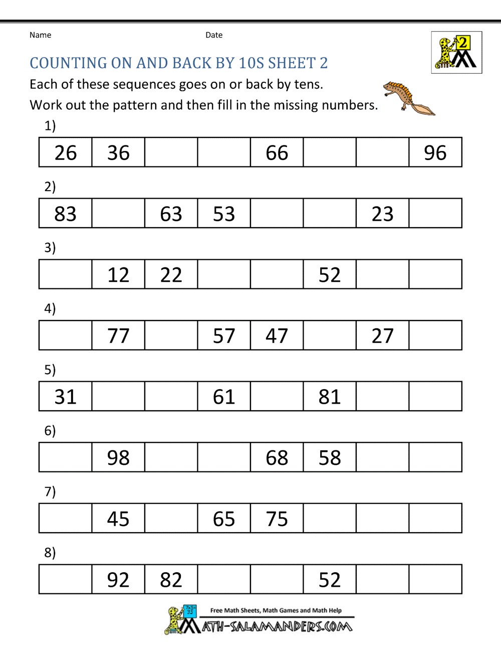 Counting By 10s Worksheet - Printable Word Searches