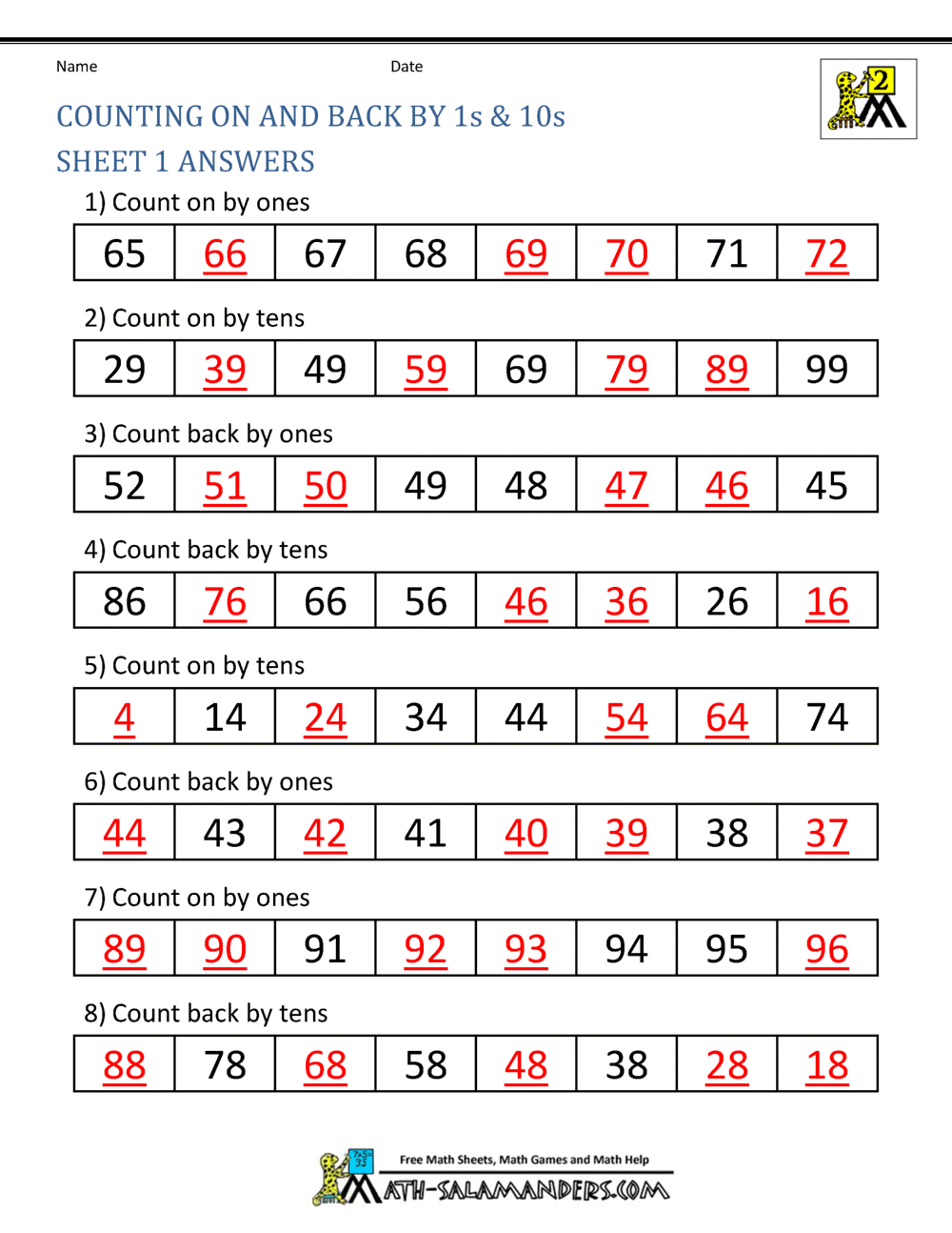 Counting By Tens Worksheet