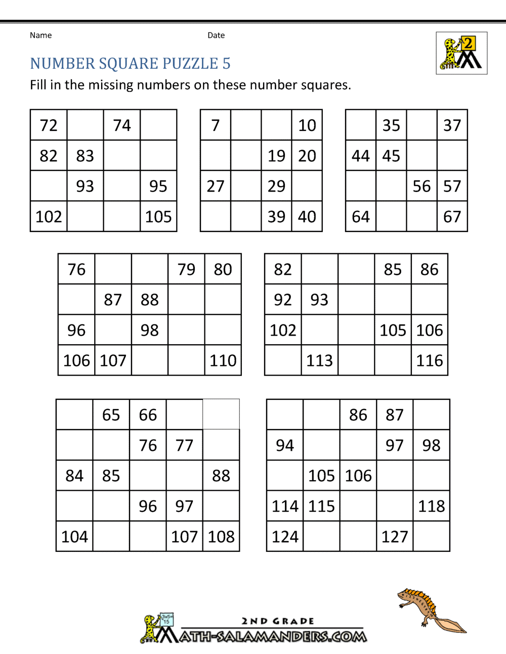 Math Puzzle Worksheets Number Square Puzzles These Math Worksheets Are Printable And Are