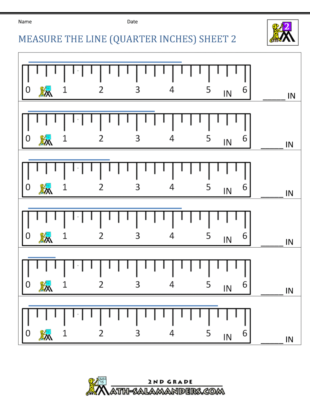 Free Printable Worksheets On Measuring To The Nearest Quarter Inch