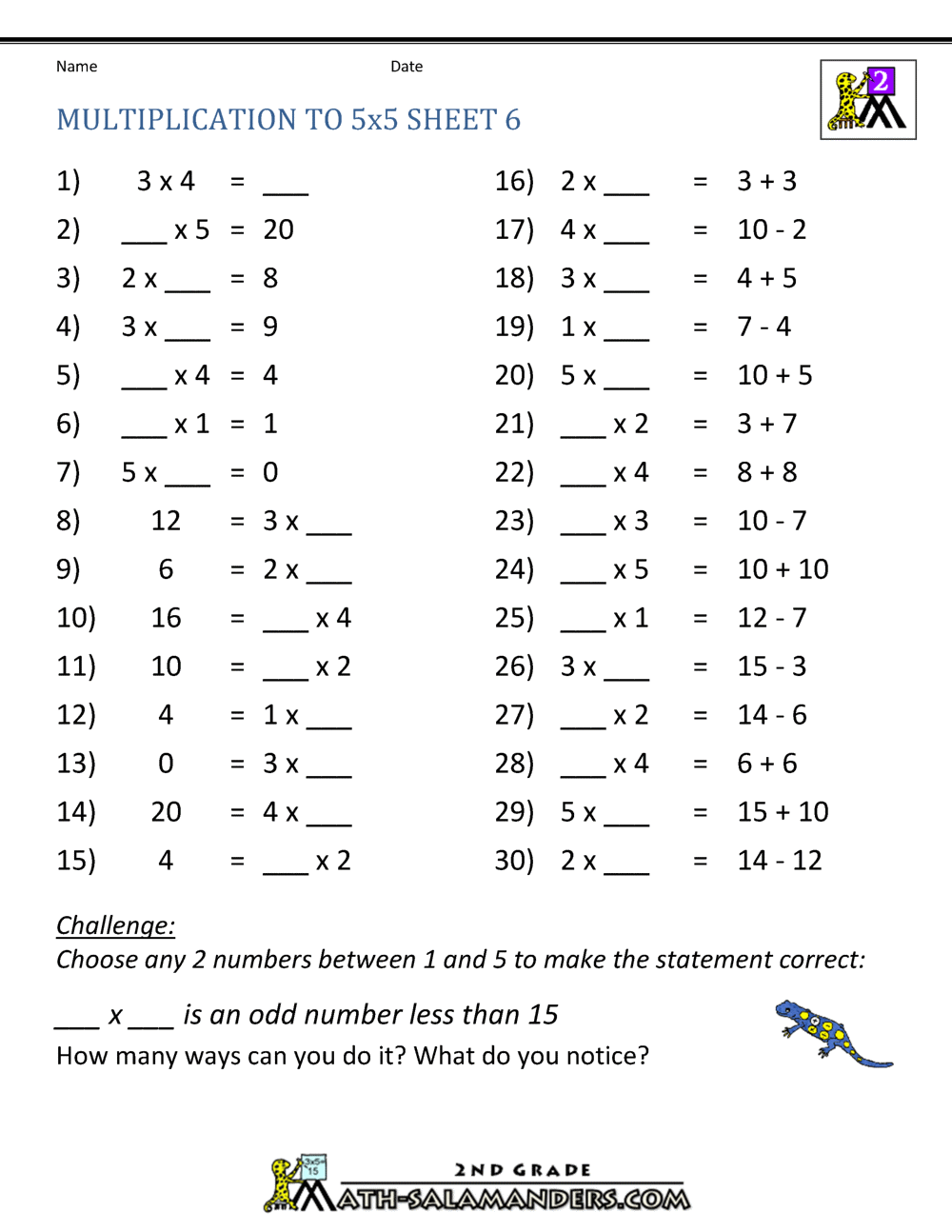 Free Math Multiplication Worksheets To Print
