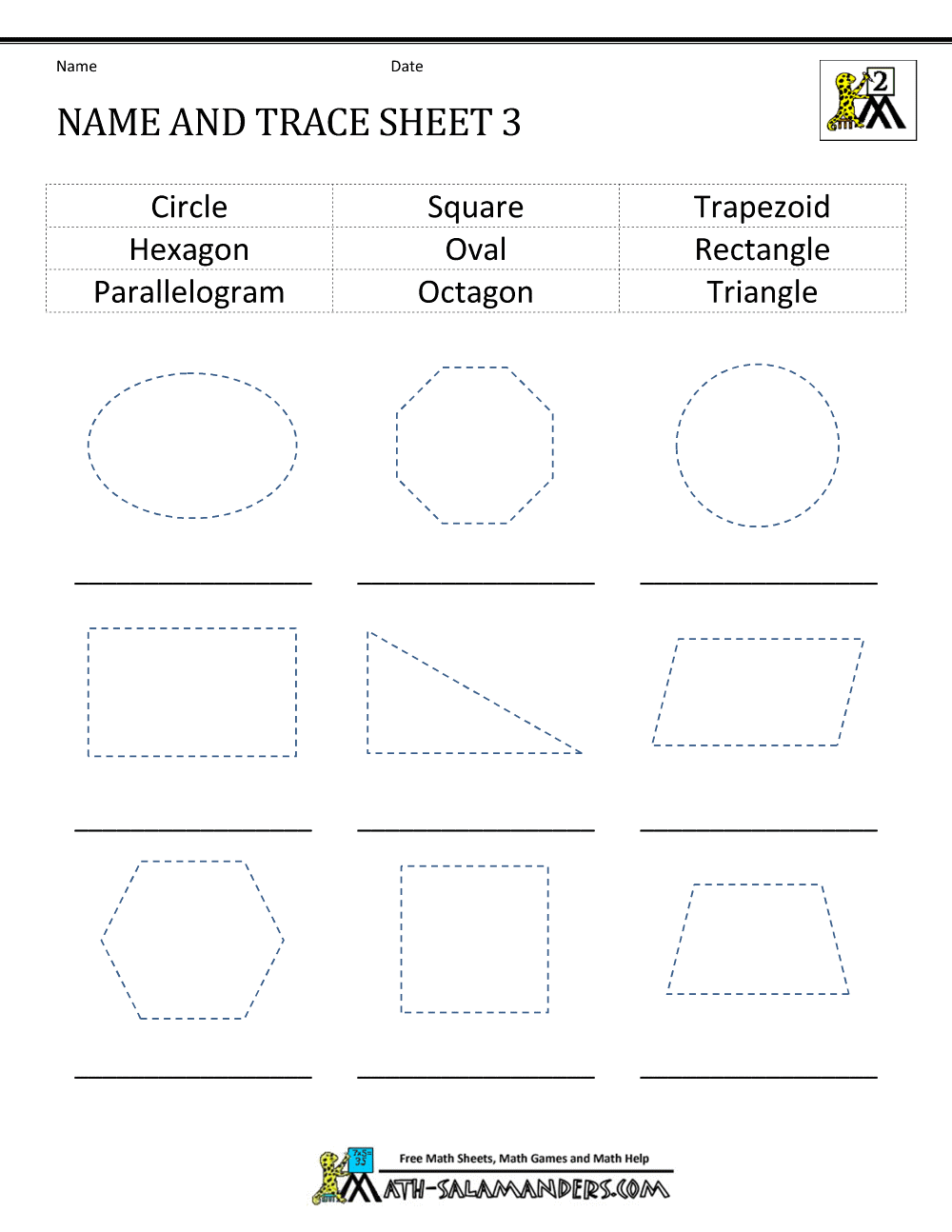 Printable Shapes Worksheets Grade 1