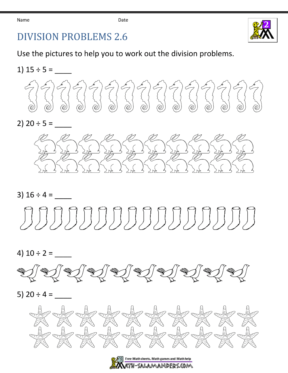 2nd Grade Division Worksheets